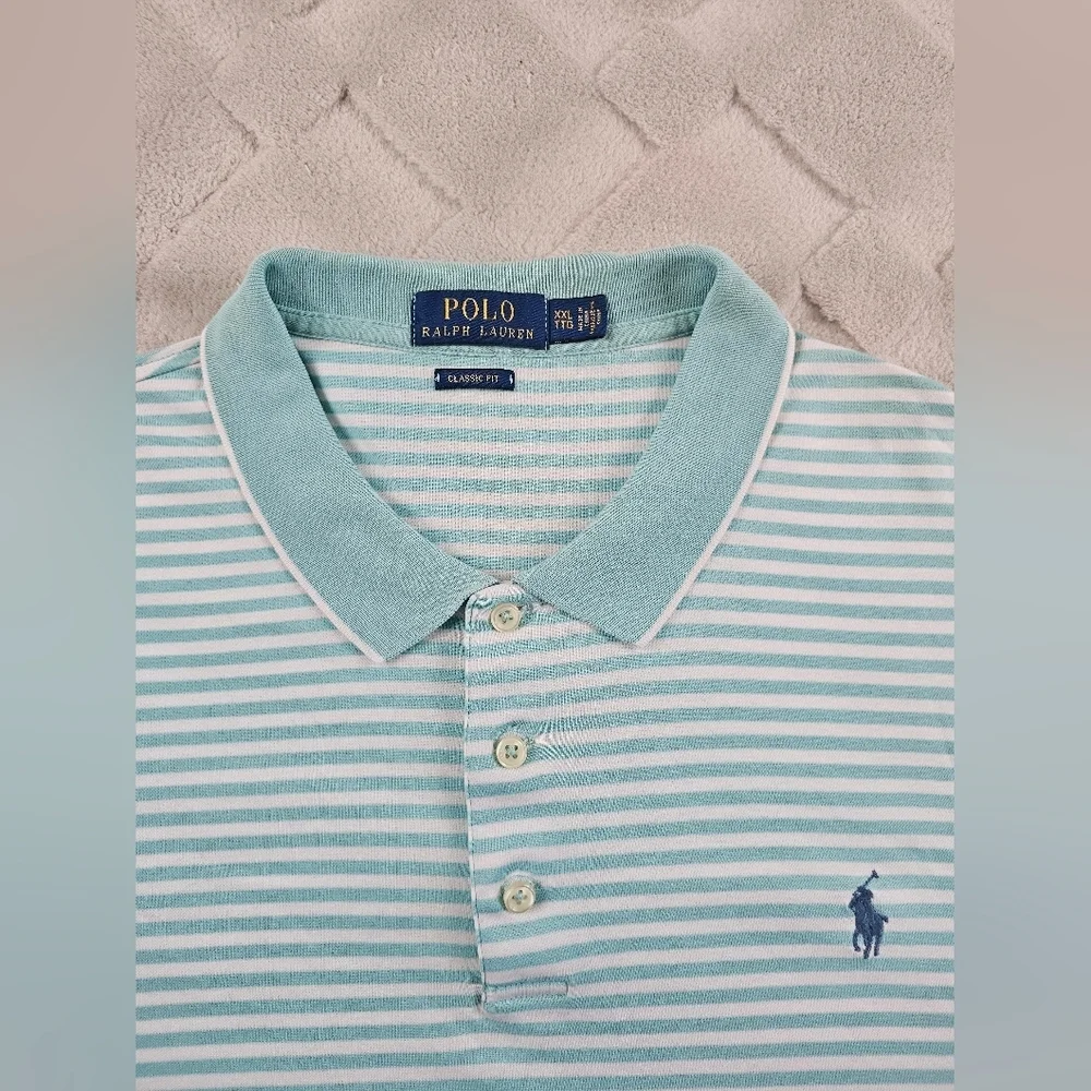 Polo Ralph Lauren Classic Fit Polo Shirt Mens 2XL Striped Preppy Golf Casual